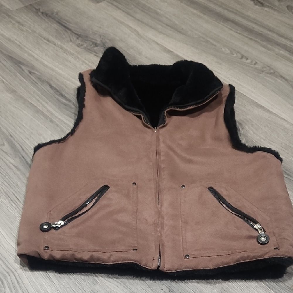 Reversible Jamie Sadock Brown & Black Velvet Vest